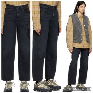 AGOLDE Cass Baggy Cargo Jeans Black Wide Leg Utility Organic Cotton Women’s 24